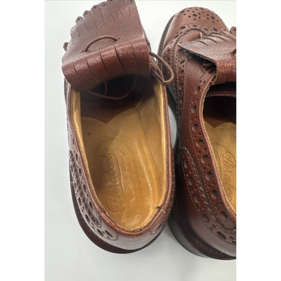 PARABOOT Dress Shoes Mens 7 Brown Wingtip Flap Cuir Cousu Goodyear France - Picture 11 of 15